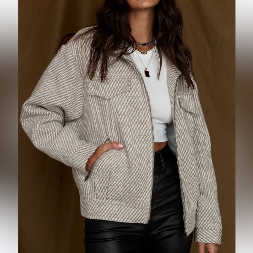 Marina Taupe wool moto jacket